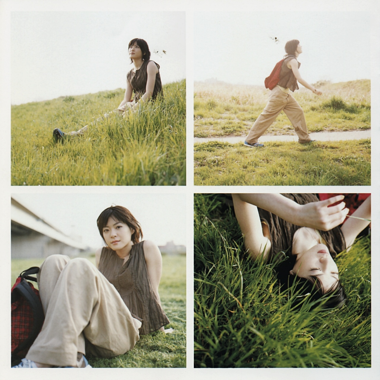 ueno juri, a piacere, highres, photo (medium), khaki pants, tank top