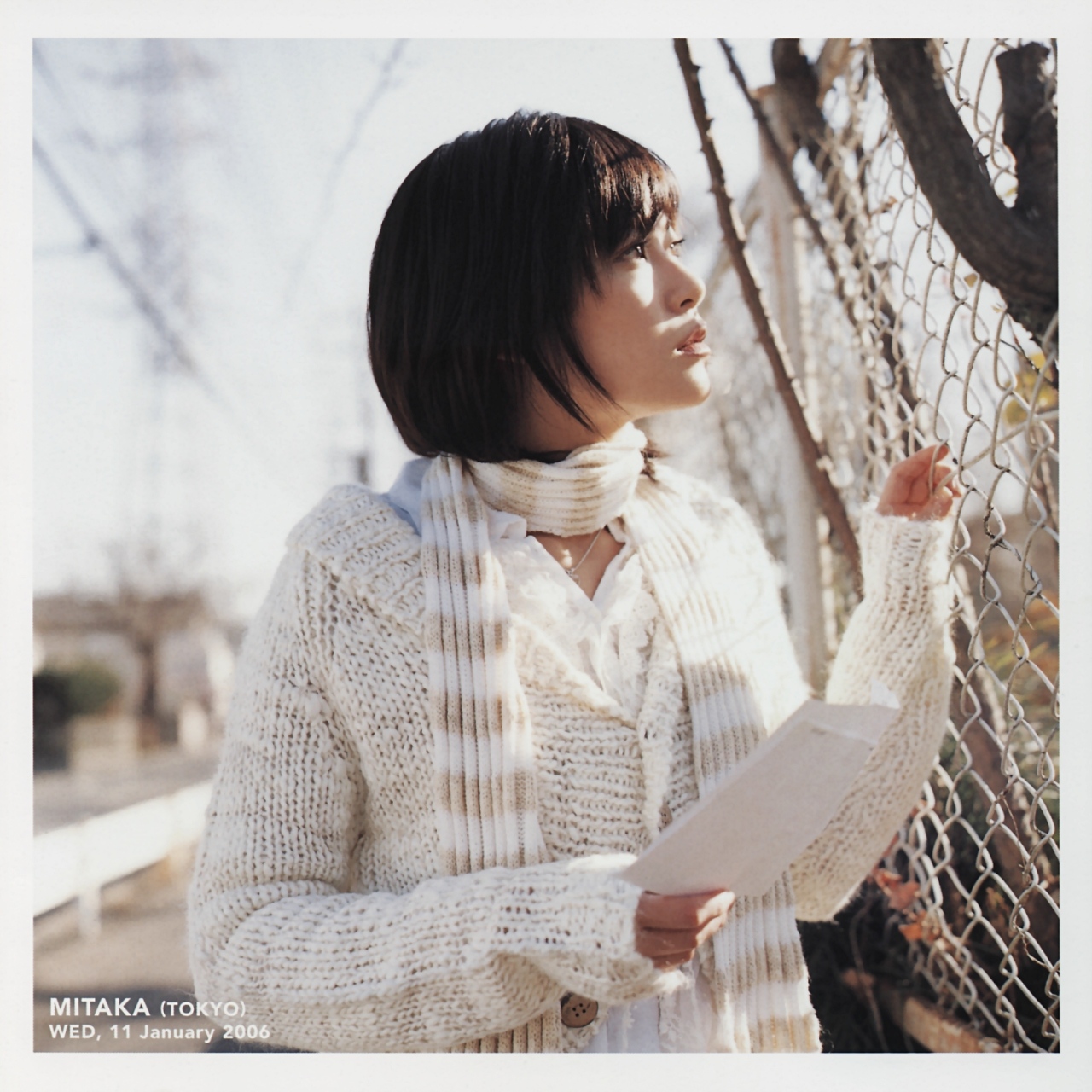 ueno juri, a piacere, highres, photo (medium), cardigan, scarf