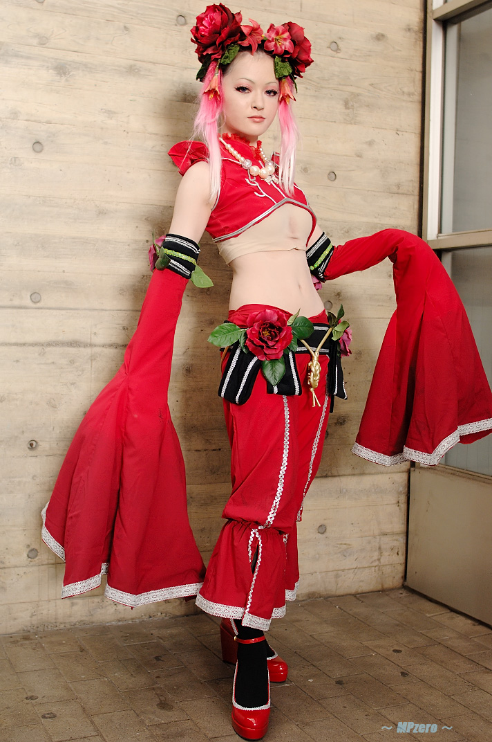 kawasaki ai, xiao lon, snk, the king of fighters, photo (medium), chest wrap, china dress, chinese clothes, cosplay, dress, flowerhead, pink hair