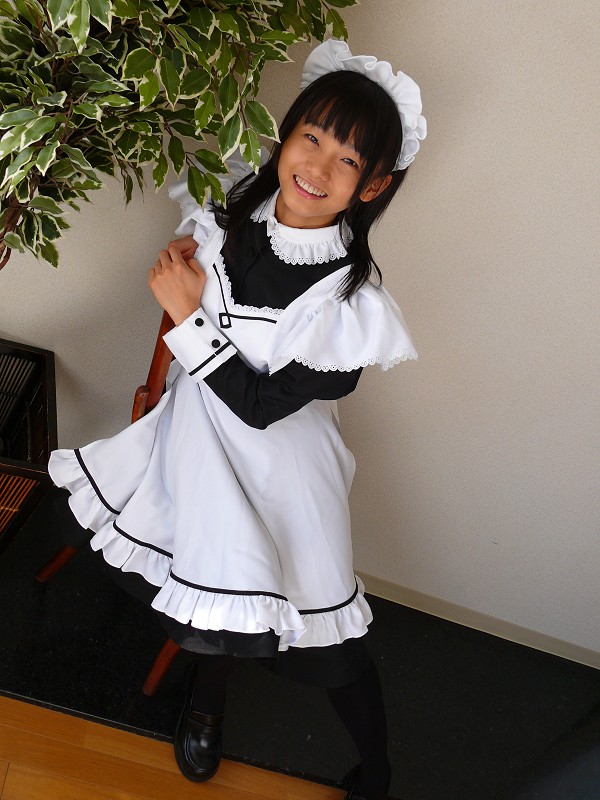 matsunaga ayaka, photo (medium), apron, cosplay, glasses, maid, maid apron
