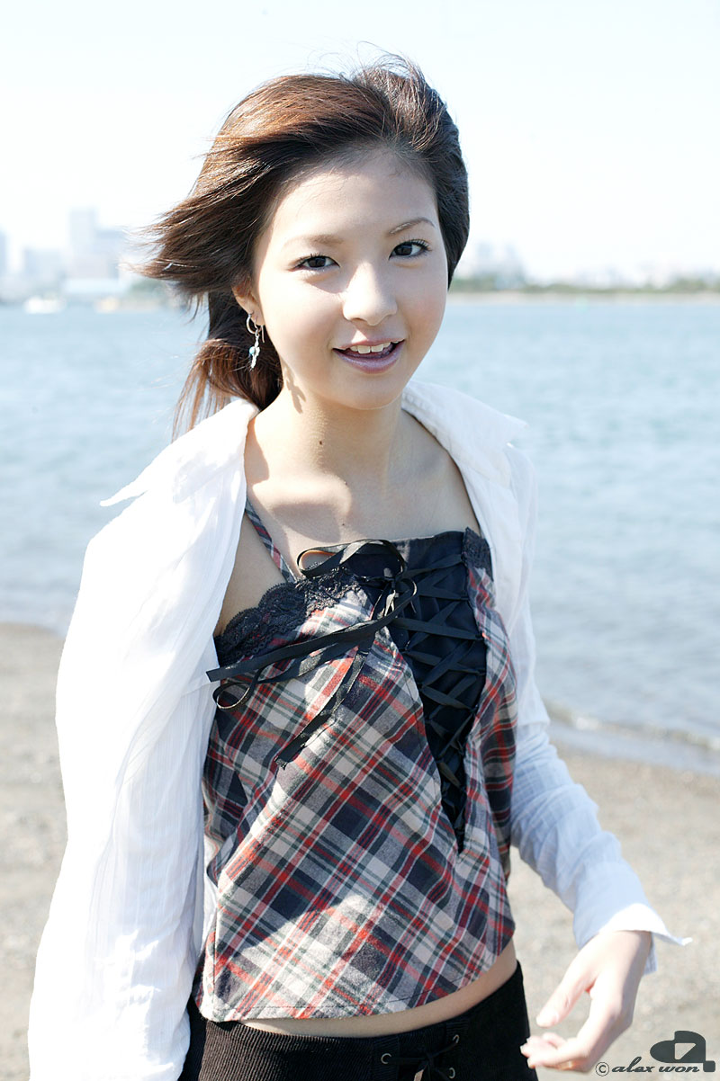 nagasaki rina, highres, photo (medium), camisole, dress shirt, miniskirt, shirt, skirt