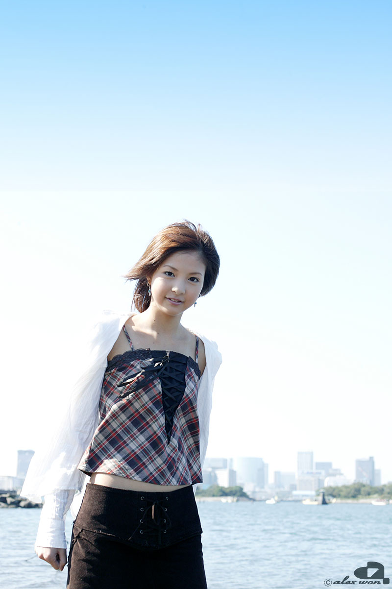 nagasaki rina, highres, photo (medium), camisole, dress shirt, miniskirt, shirt, skirt