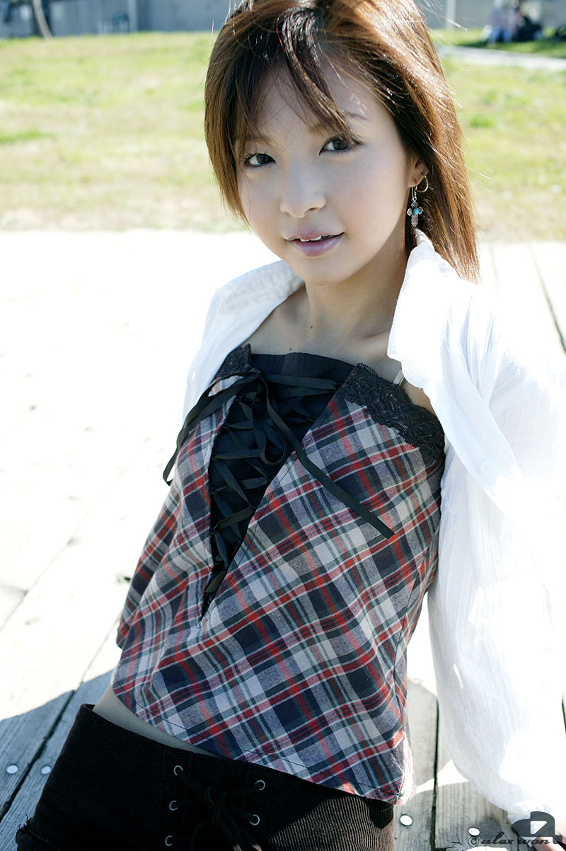nagasaki rina, highres, photo (medium), camisole, dress shirt, miniskirt, shirt, skirt