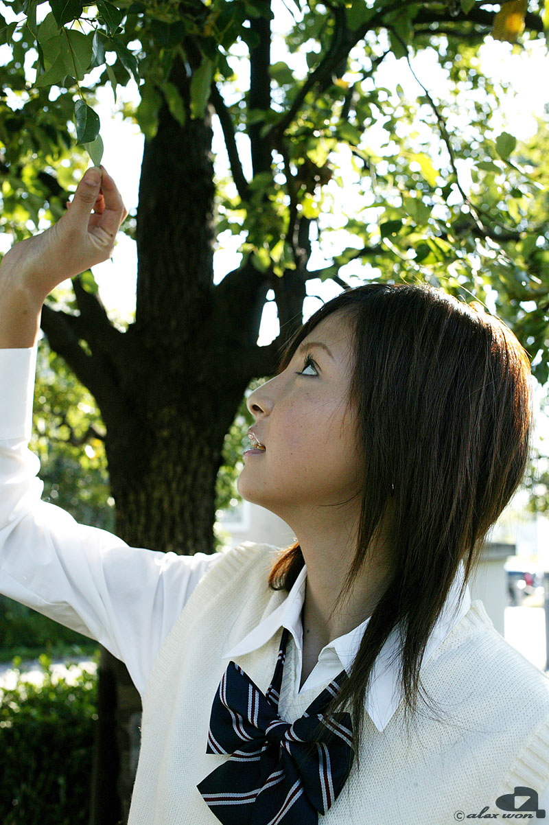 nagasaki rina, highres, photo (medium), blouse, cosplay, school uniform, serafuku, shirt, sweater vest