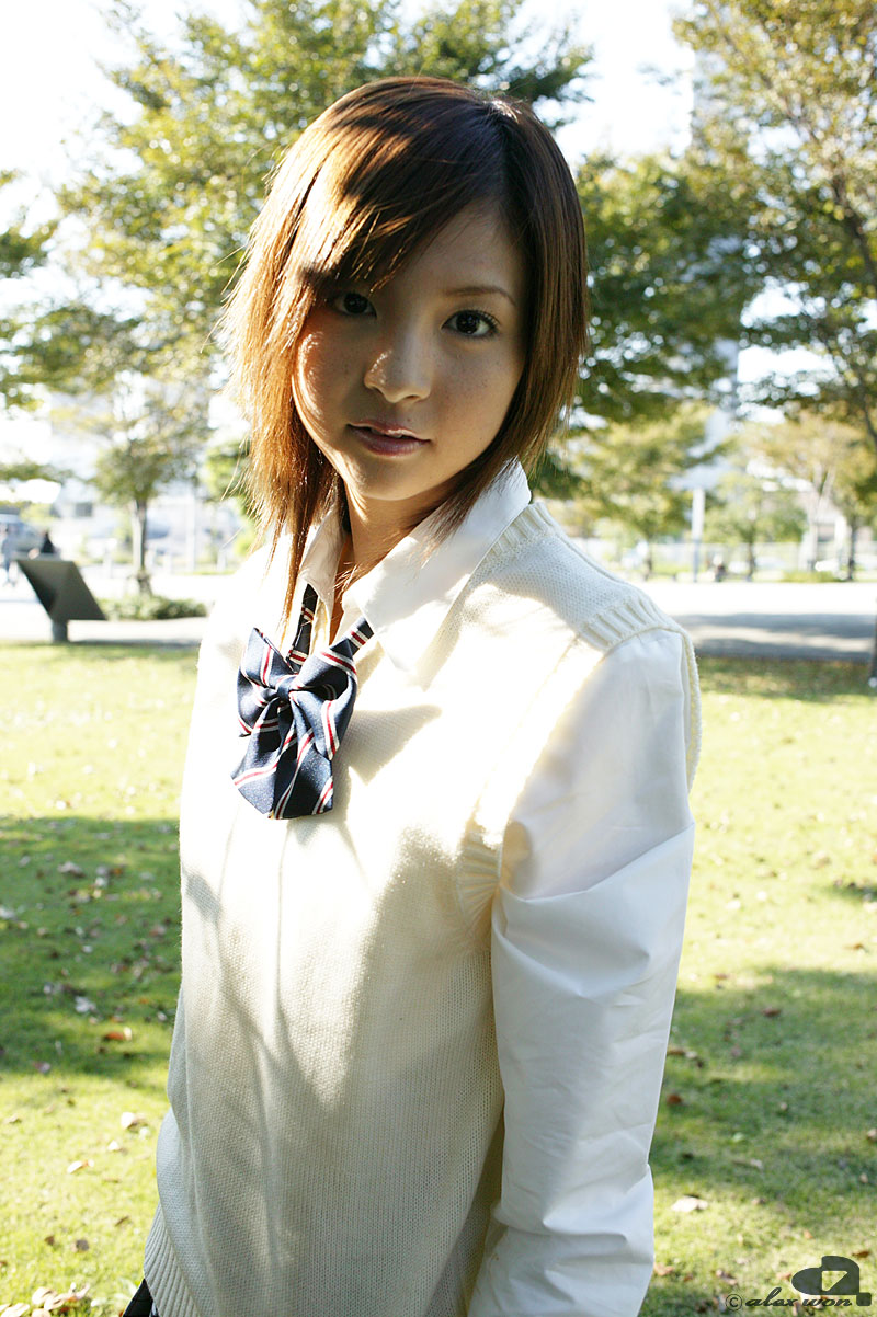 nagasaki rina, highres, photo (medium), blouse, cosplay, school uniform, serafuku, shirt, sweater vest
