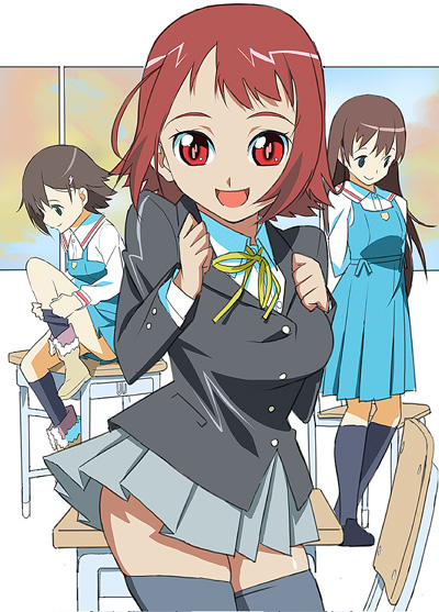 kawasaki kazuhiko, andou aiko, isurugi noe, yuasa hiromi, true tears, 00s, blazer, school uniform, thighhighs, zettai ryouiki