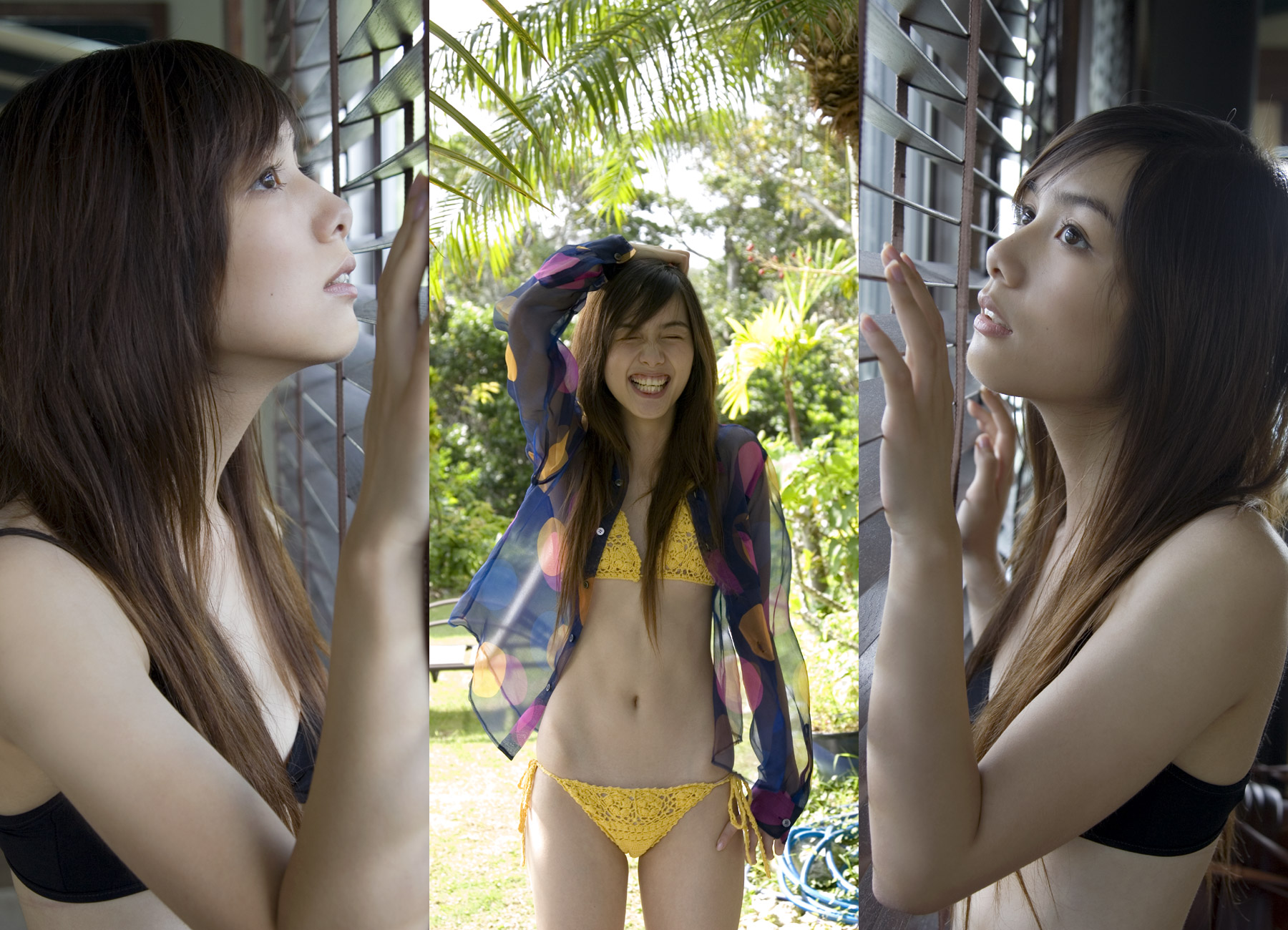 rola chung, highres, photo (medium), tagme, bikini, bikini top only, side-tie bikini bottom, swimsuit