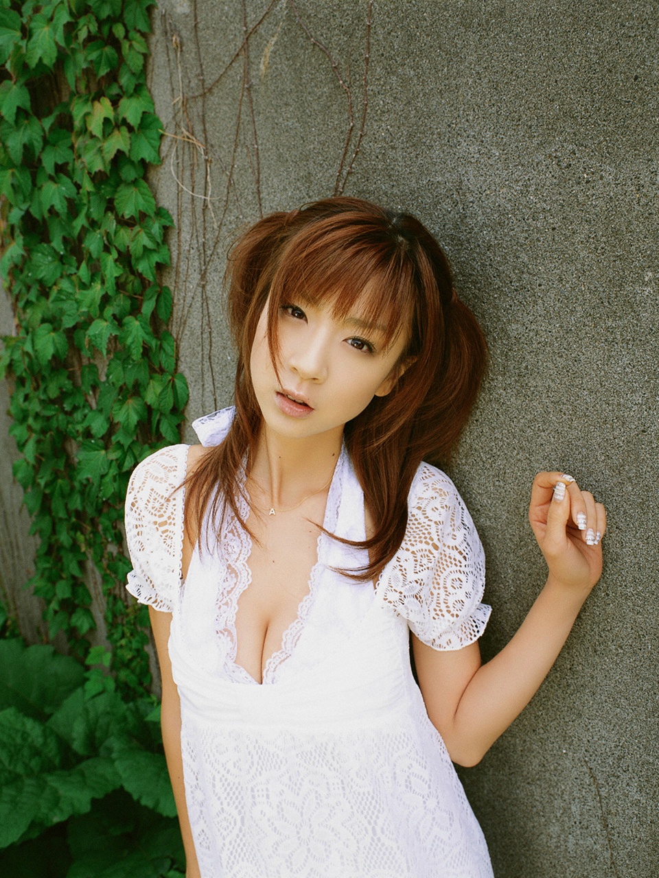 hoshino aki, highres, photo (medium), breasts, cleavage, dress, halterneck, rapture