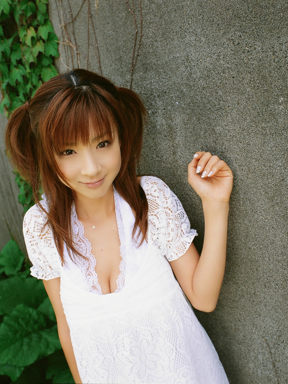hoshino aki, highres, photo (medium), breasts, cleavage, dress, halterneck, rapture