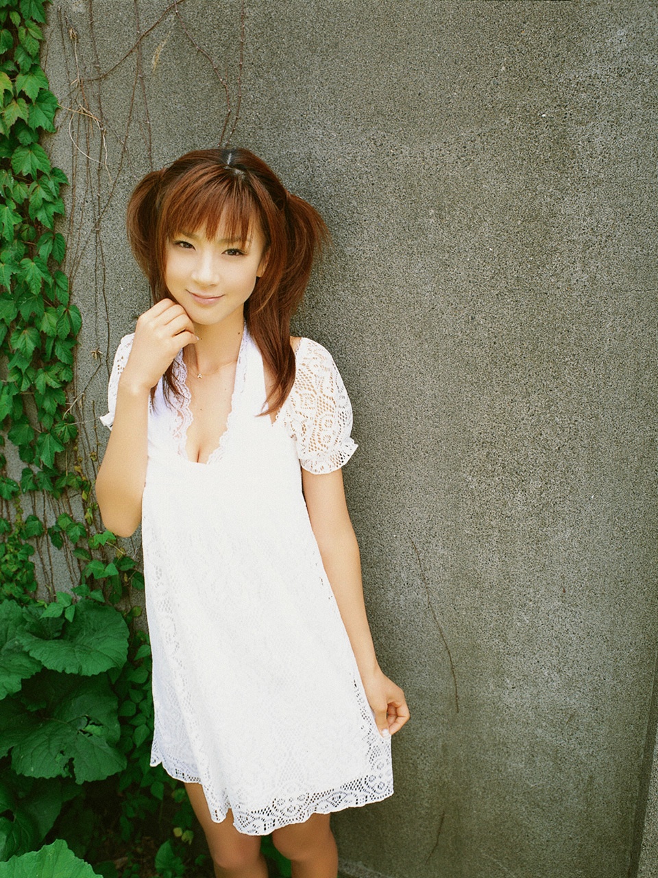 hoshino aki, highres, photo (medium), breasts, cleavage, dress, halterneck, rapture