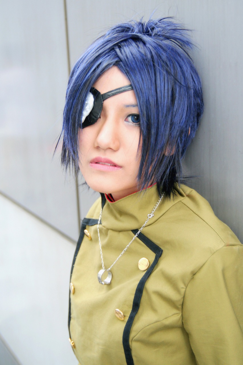 isumi (i-spixi), chrome dokuro, katekyo hitman reborn!, highres, photo (medium), 1girl, blue hair, cosplay, eyepatch, female focus, solo