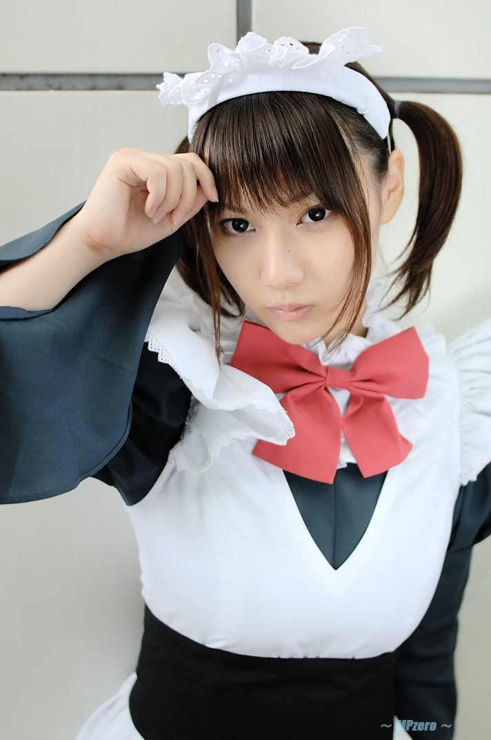 konatsu minato, photo (medium), apron, cosplay, maid, maid apron, twintails