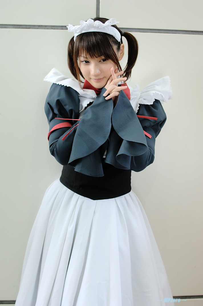 konatsu minato, photo (medium), apron, cosplay, maid, maid apron, twintails