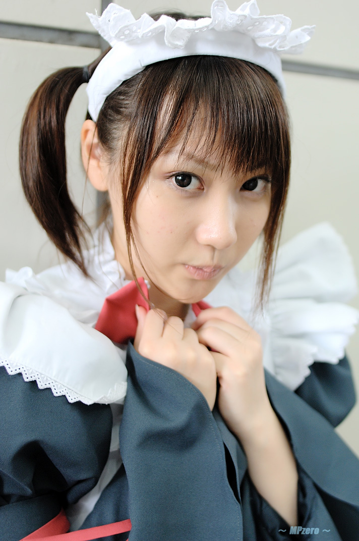 konatsu minato, photo (medium), apron, cosplay, maid, maid apron, twintails