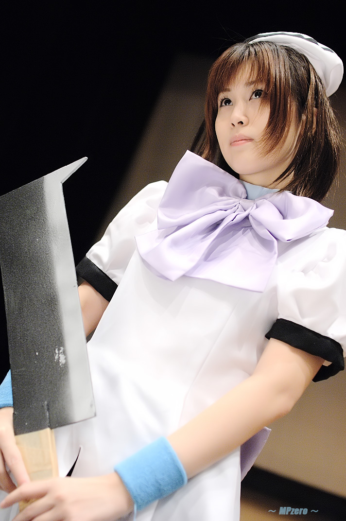 ryuuguu rena, higurashi no naku koro ni, photo (medium), billhook, cosplay, hat, kikiwan, sailor hat