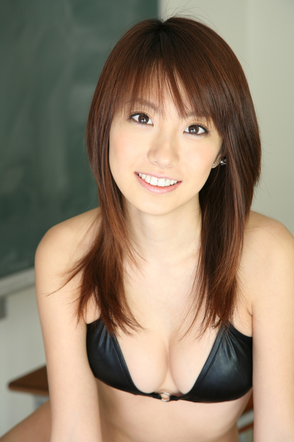 yamamoto azusa, highres, photo (medium), tagme, bikini, bikini top only, classroom, school, swimsuit