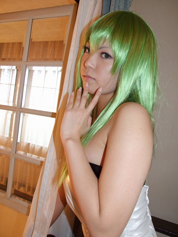 kohina, c.c., code geass, photo (medium), cosplay, green hair, swimsuit