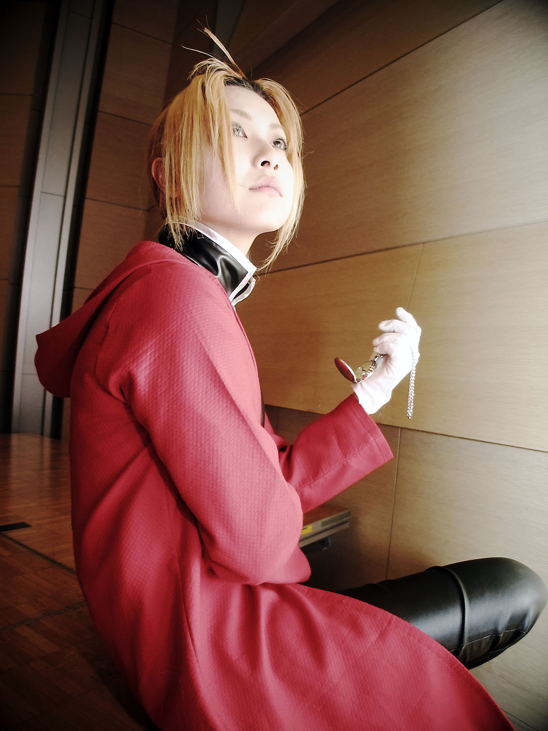 edward elric, rui (model), fullmetal alchemist, highres, photo (medium), blonde hair, coat, cosplay, overcoat