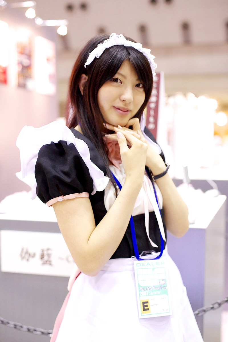 toki namano, highres, photo (medium), apron, cosplay, maid, maid apron