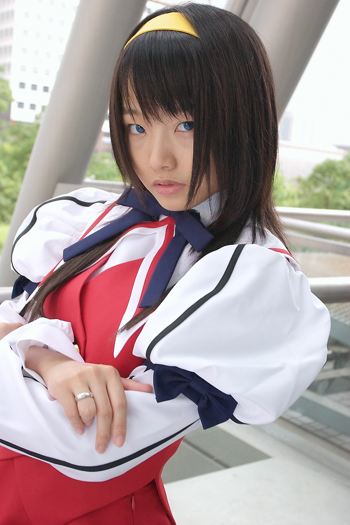 himemiya chikane, matsunaga ayaka, kannazuki no miko, photo (medium), asian, blue eyes, cosplay, hairband, sailor, school uniform, serafuku