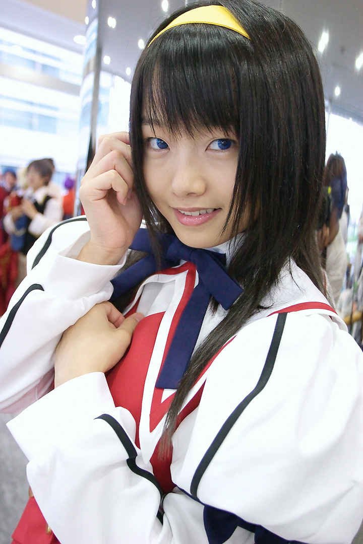 himemiya chikane, matsunaga ayaka, kannazuki no miko, photo (medium), asian, blue eyes, cosplay, hairband, sailor, school uniform, serafuku