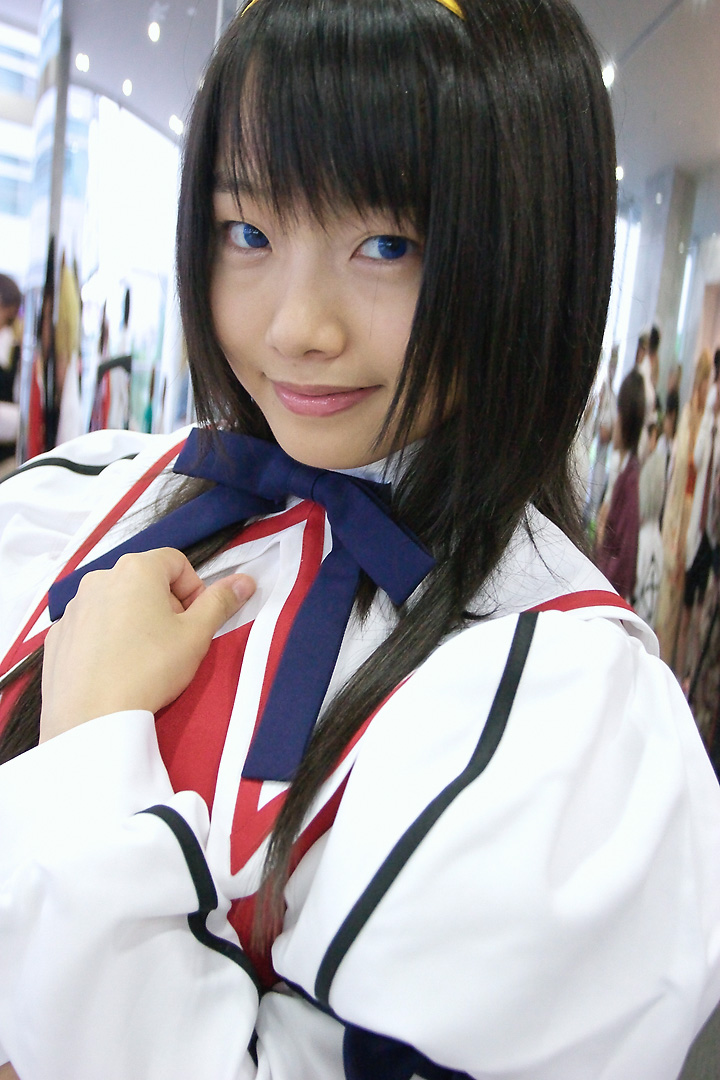 himemiya chikane, matsunaga ayaka, kannazuki no miko, photo (medium), asian, blue eyes, cosplay, hairband, sailor, school uniform, serafuku