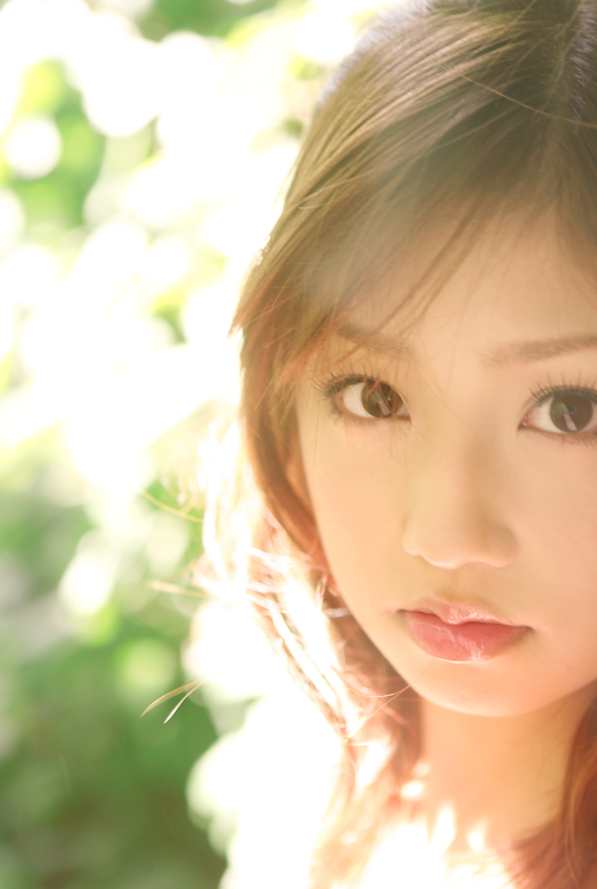 ogura yuuko, holy and bright, highres, photo (medium), tagme, 1girl, asian, brown hair, close-up, female focus, long hair, looking at viewer, solo