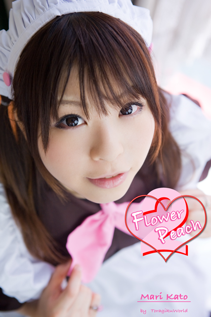 katou mari, photo (medium), apron, cosplay, flower peach 2, maid, maid apron
