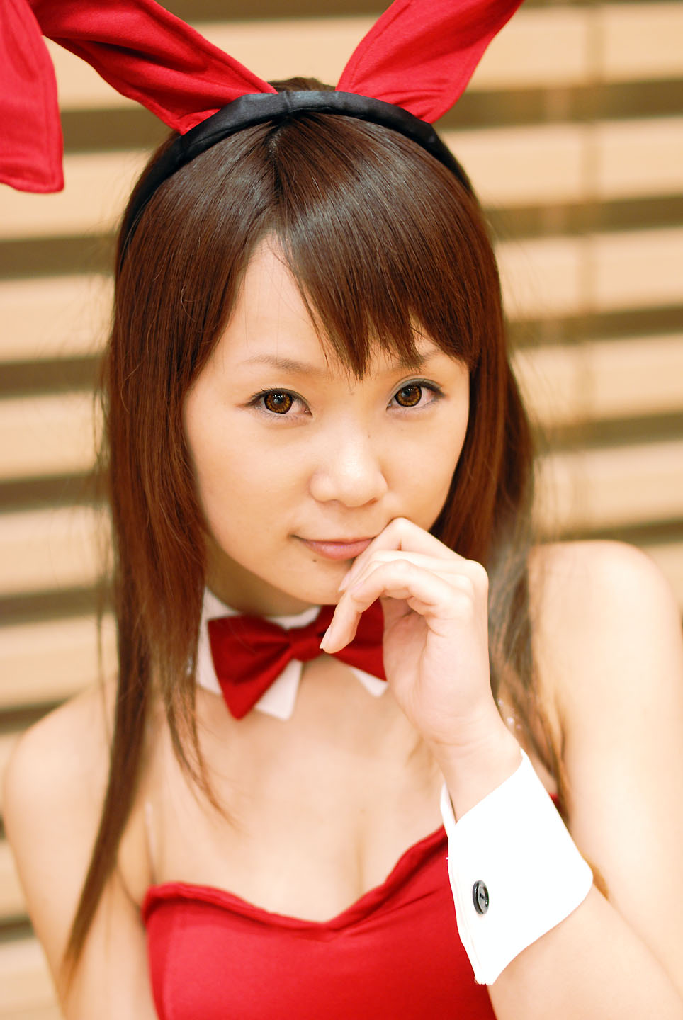 hiromichi, asahina mikuru, suzumiya haruhi no yuuutsu, highres, photo (medium), animal ears, collar, cosplay, leotard, rabbit ears