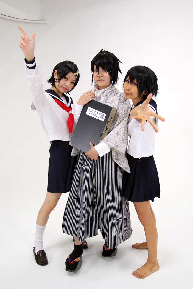 fuura kafuka, itoshiki nozomu, sekiutsu maria tarou, sayonara zetsubou sensei, photo (medium), cosplay, sailor, school uniform, serafuku, socks