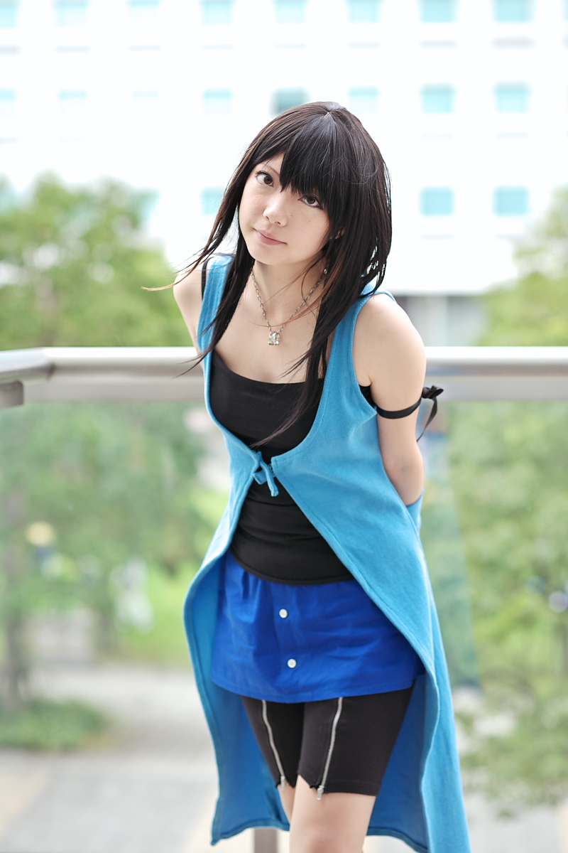 rinoa heartilly, final fantasy, final fantasy viii, ibara, highres, photo (medium), cosplay, shorts, sweater coat, tank top, wristband