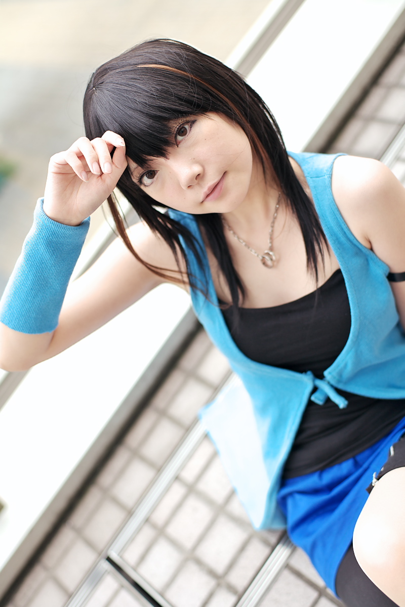rinoa heartilly, final fantasy, final fantasy viii, ibara, highres, photo (medium), cosplay, shorts, sweater coat, tank top, wristband