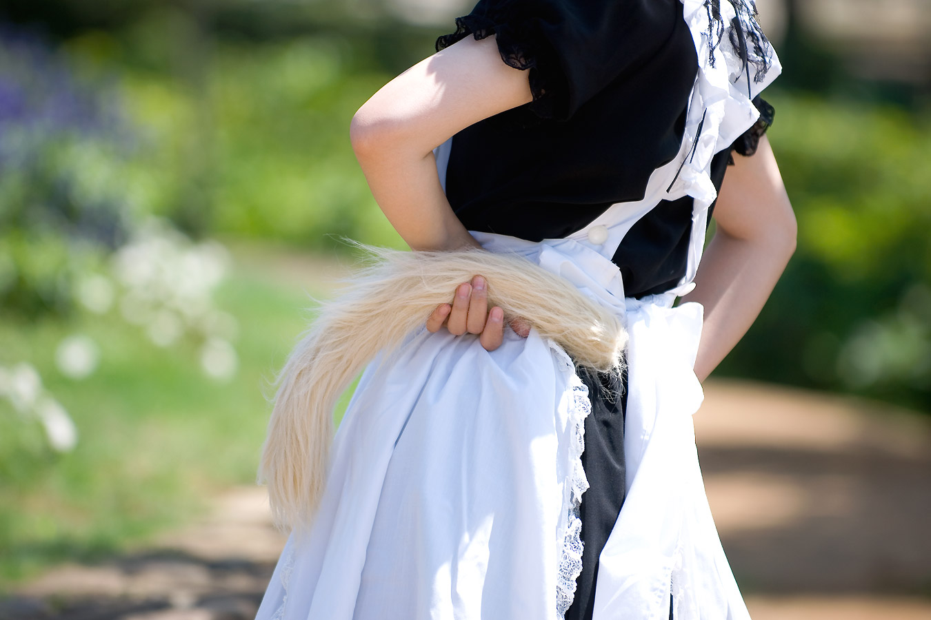 anya, photo (medium), animal ears, apron, cosplay, dog ears, maid, maid apron, tail