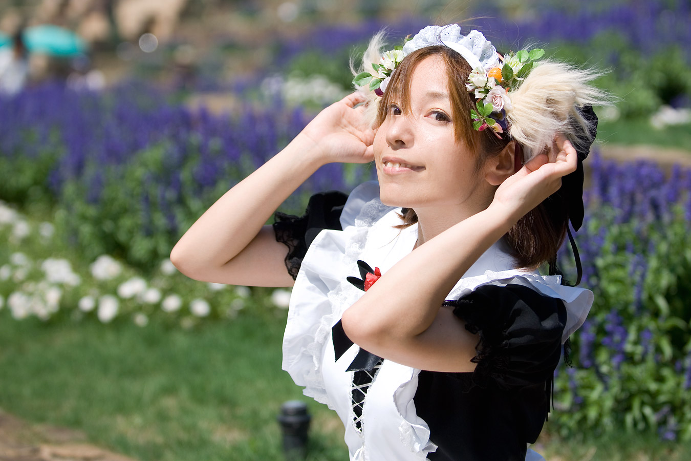 anya, photo (medium), animal ears, apron, cosplay, dog ears, maid, maid apron, tail
