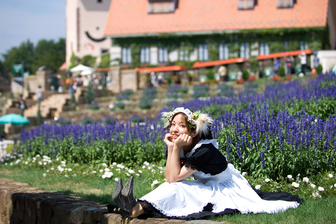 anya, photo (medium), animal ears, apron, cosplay, dog ears, maid, maid apron