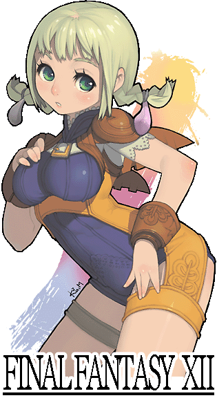 kkuem, penelo, final fantasy, final fantasy xii, 00s, 1girl, braid, copyright name, female focus, solo, twin braids, twintails