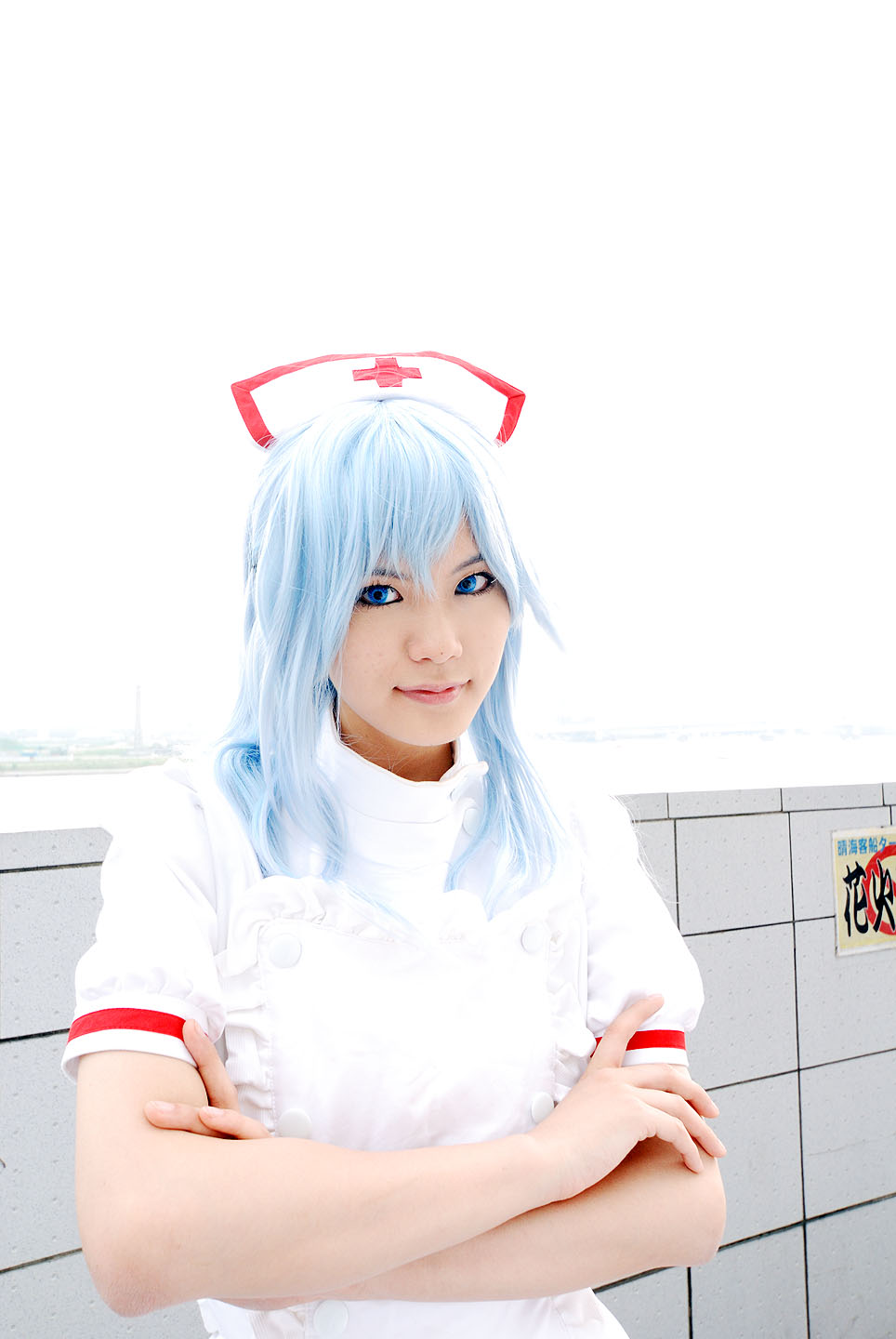 kouno tooru, princess princess, highres, photo (medium), blue hair, cosplay, kouzuki suzuka, nurse
