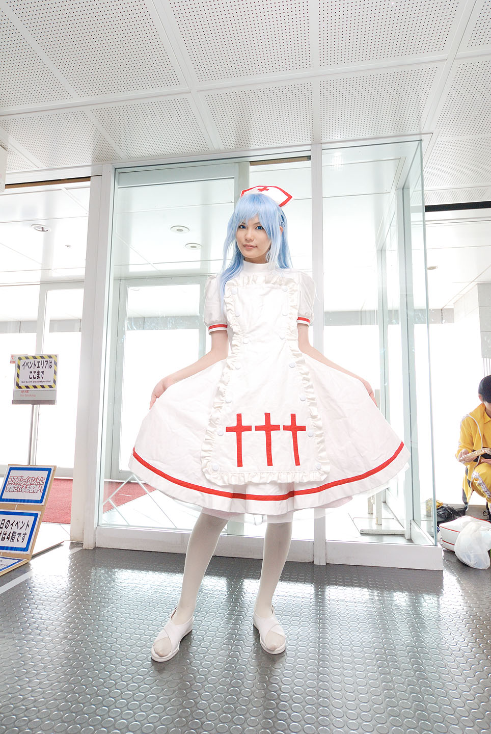 kouno tooru, princess princess, highres, photo (medium), blue hair, cosplay, kouzuki suzuka, nurse