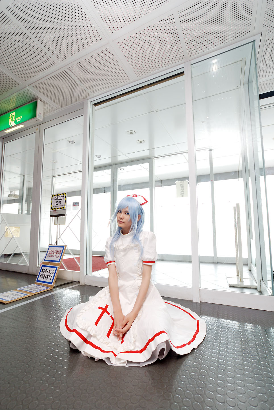 kouno tooru, princess princess, highres, photo (medium), blue hair, cosplay, kouzuki suzuka, nurse