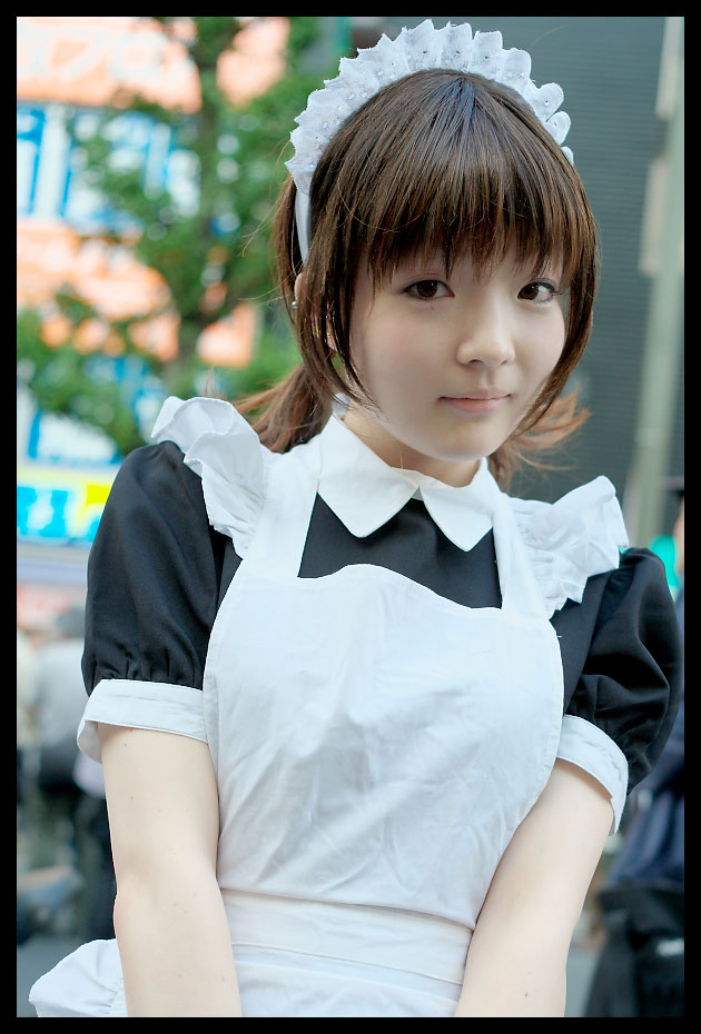 character request, photo (medium), source request, apron, cosplay, maid, maid apron, ponytail