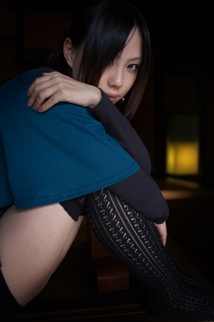 photo (medium), long sleeves, shirt, shorts, t-shirt, tairano kurita, thighhighs, turtleneck