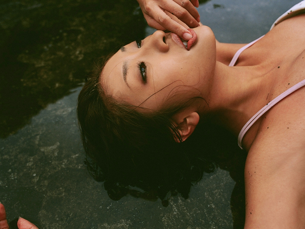 ando sayaka, photo (medium), bra, lingerie, mud, pond, underwear, wet