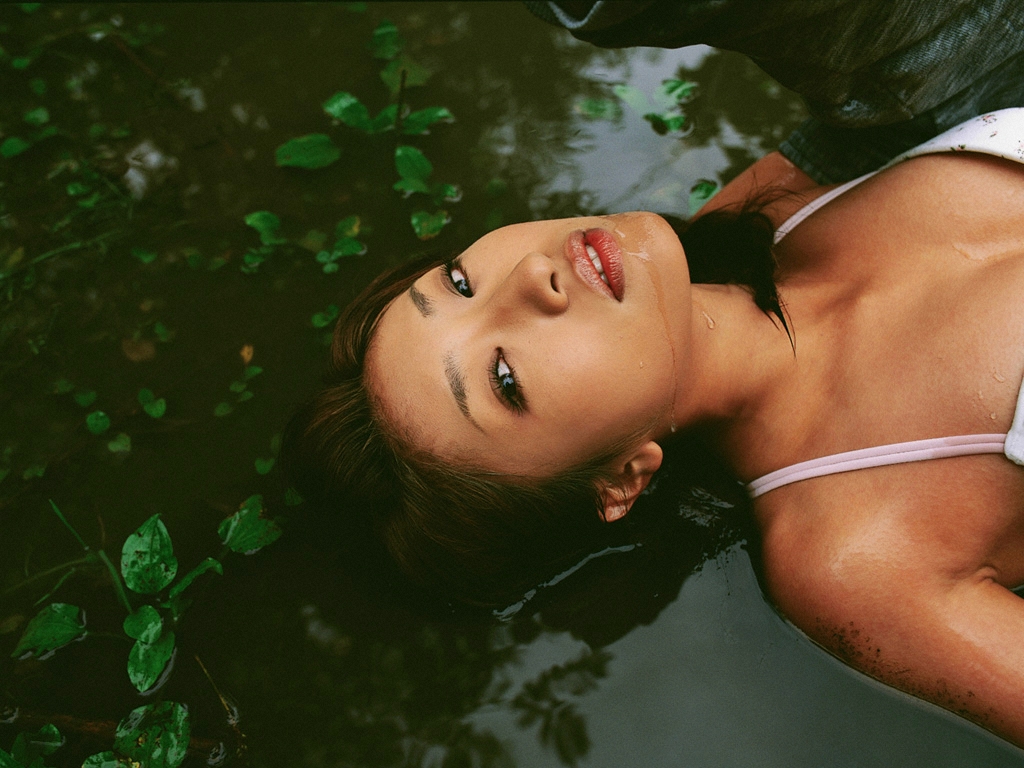 ando sayaka, photo (medium), bra, lingerie, mud, pond, underwear, wet