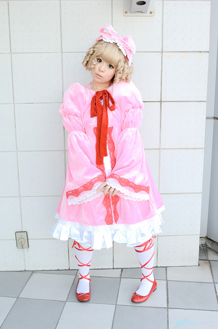 katakura rin, hinaichigo, rozen maiden, photo (medium), babydoll, blonde hair, bloomers, bow, cosplay, hair bow, ribbon, underwear
