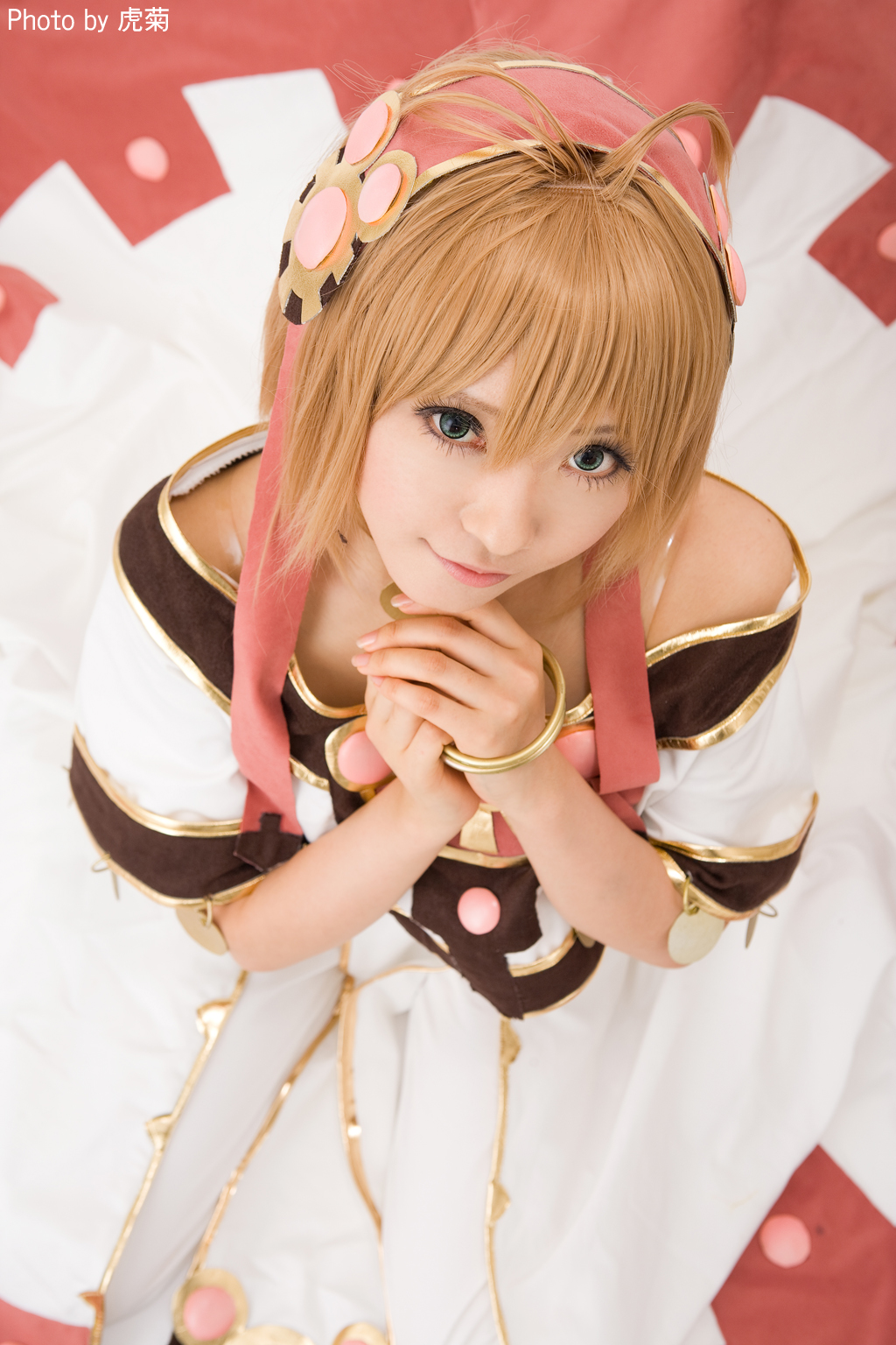 sakura hinoki, sakura hime, tsubasa chronicle, highres, photo (medium), 1girl, asian, blue eyes, color contacts, cosplay, dress, female focus, gown, hairband, solo