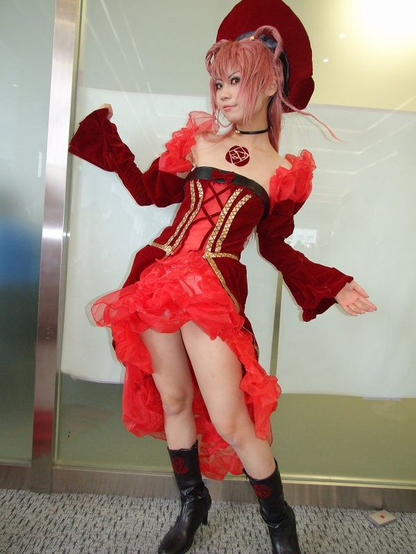 another blood, demonbane, photo (medium), boots, braid, cosplay, dress, frills, gown, izaki nokoru, pink hair