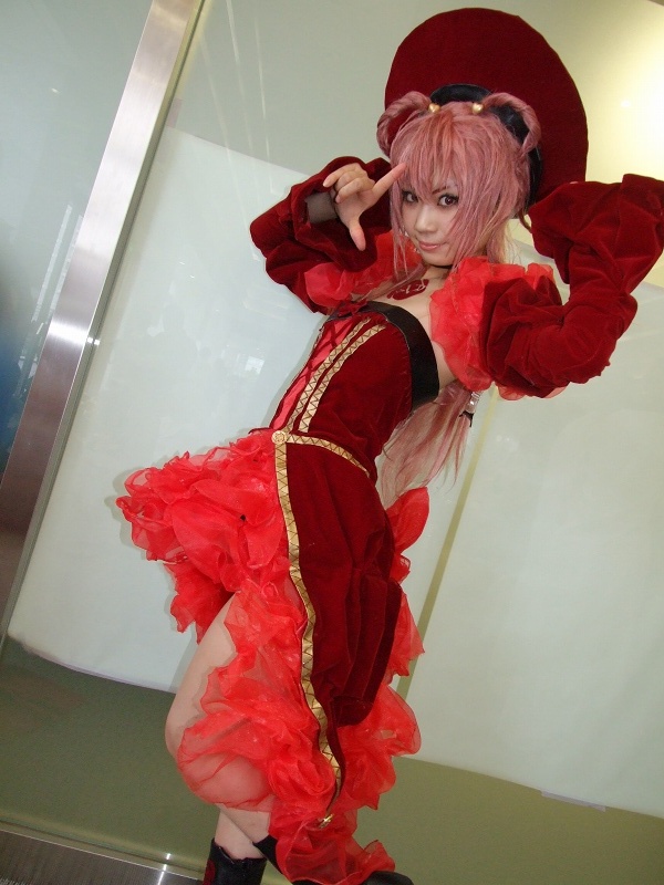 another blood, demonbane, photo (medium), boots, braid, cosplay, dress, frills, gown, izaki nokoru, pink hair