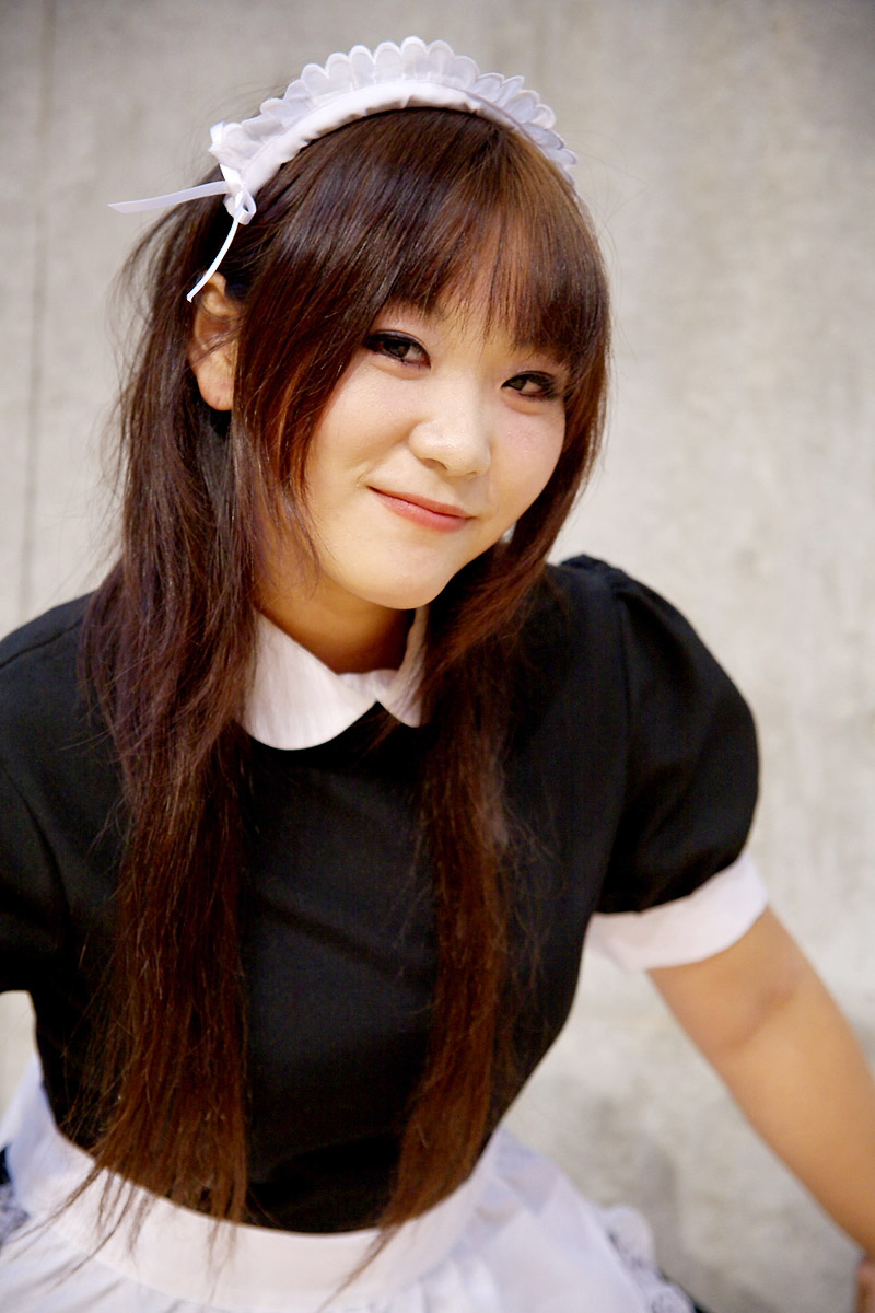hirazuka yuki, highres, photo (medium), apron, cosplay, maid, maid apron