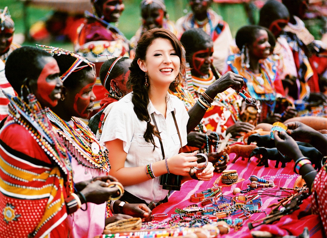leah dizon, photo (medium), africa, belt, binoculars, dress, kenya, tribe