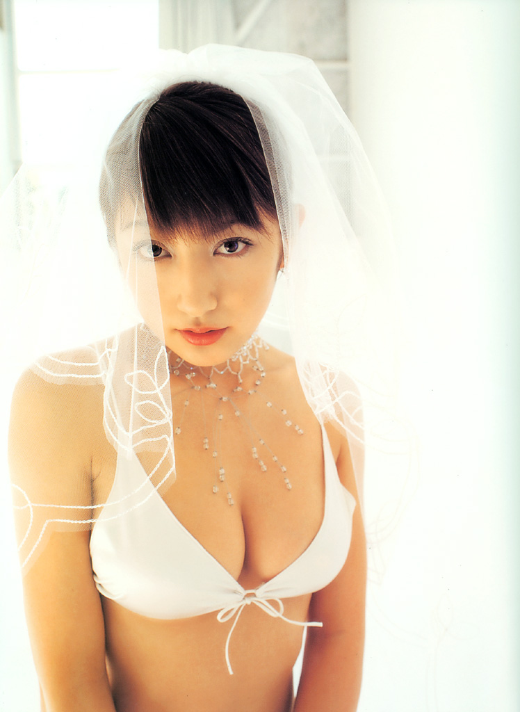 kumada yoko, photo (medium), tagme, 7 days 7 colors, bikini, bikini top only, swimsuit, veil